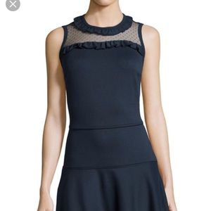RED Valentino | Navy Sheer Panel Fit & Flare Dress